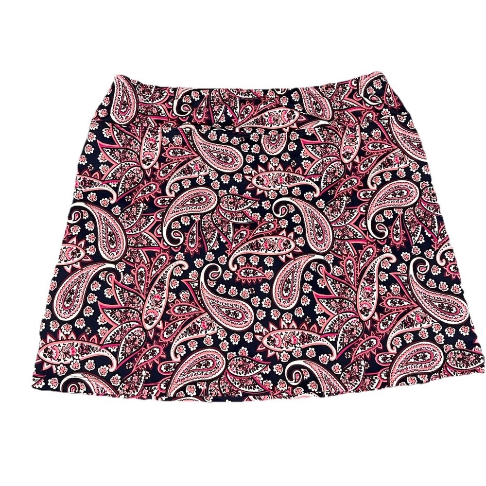 B-Skinz Skort XL Navy Pink Paisley Lined Athletic Pickleball Nylon Blend Floral